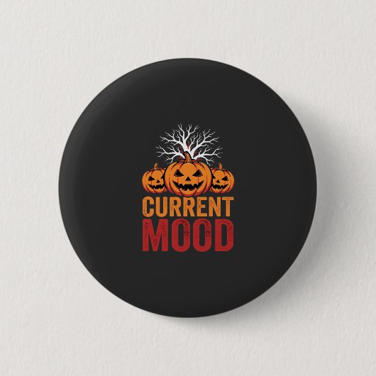 Halloween aktuelles Stimmung Kürbis Baum Design Button (Vorderseite)