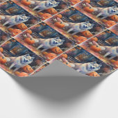 Halloween Alaskan Malamute mit Pumpkins Beängstige Geschenkpapier (Ecke)