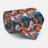 Halloween Alaskan Malamute mit Pumpkins Beängstige Krawatte (Gerollt)