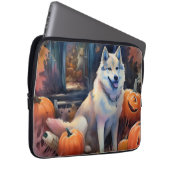 Halloween Alaskan Malamute mit Pumpkins Beängstige Laptopschutzhülle (Vorne Rechts)