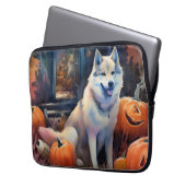 Halloween Alaskan Malamute mit Pumpkins Beängstige Laptopschutzhülle (Vorderseite Links)