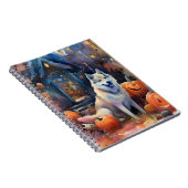 Halloween Alaskan Malamute mit Pumpkins Beängstige Notizblock (Rechte Seite)