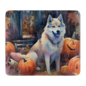 Halloween Alaskan Malamute mit Pumpkins Beängstige Schneidebrett (Vorderseite)