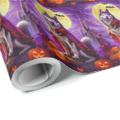 Halloween Alaskan Malamute Vampire Pumpkins Beängs Geschenkpapier (Rolleneckpunkt)