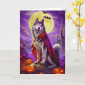 Halloween Alaskan Malamute Vampire Pumpkins Beängs Karte (Gelbe Blume)