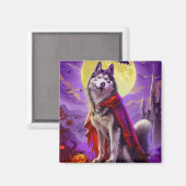 Halloween Alaskan Malamute Vampire Pumpkins Beängs Magnet (Vorderseite/Rückseite)