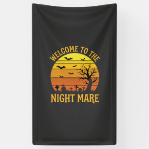 Halloween-Albtraum-Friedhof-Sonnenuntergang-Retro- Banner
