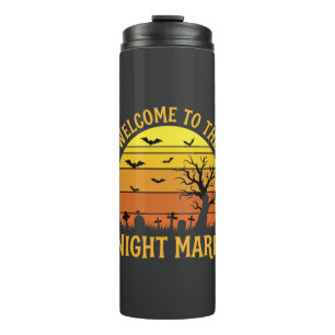 Halloween-Albtraum-Friedhof-Sonnenuntergang-Retro- Thermosbecher