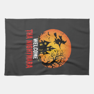 Halloween-Albtraum-Hexen-Haus-Design Geschirrtuch