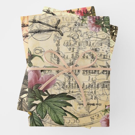 Halloween Alchemy Pink Peony Skeleton Ephemera Geschenkpapier Set (Beispiel)
