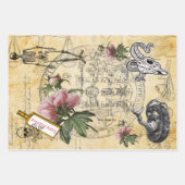 Halloween Alchemy Pink Peony Skeleton Ephemera Geschenkpapier Set (Vorderseite)