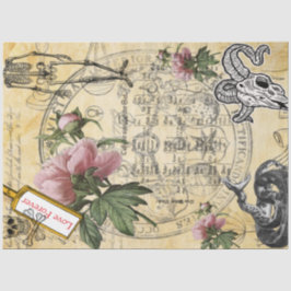 Halloween Alchemy Pink Peony Skeleton Ephemera Seidenpapier