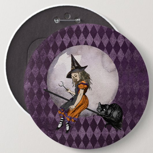 Halloween Alice im Wunderland Cheshire Cat Moon Button (Vorne & Hinten)