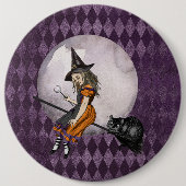 Halloween Alice im Wunderland Cheshire Cat Moon Button (Vorderseite)