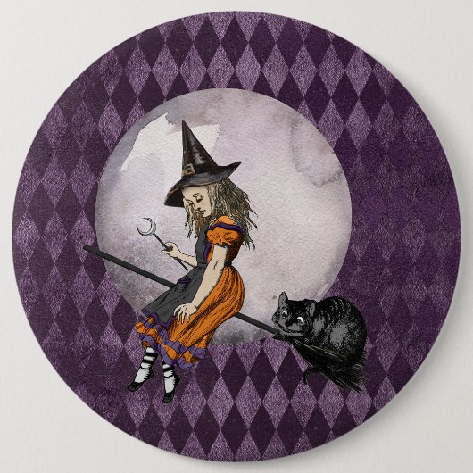Halloween Alice im Wunderland Cheshire Cat Moon Button (Vorderseite)