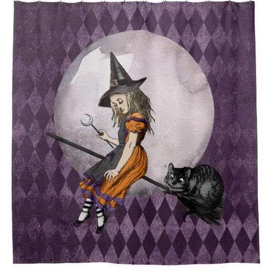 Halloween Alice im Wunderland Cheshire Cat Moon Duschvorhang (Vorderseite)