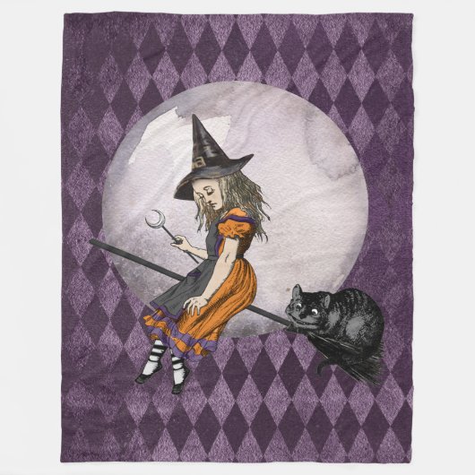 Halloween Alice im Wunderland Cheshire Cat Moon Fleecedecke (Vorderseite)
