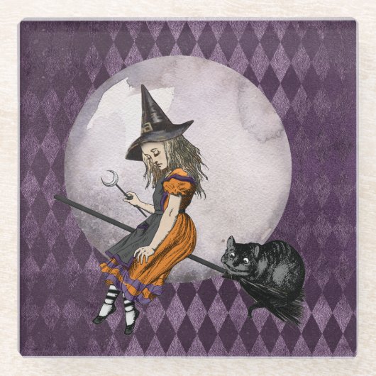 Halloween Alice im Wunderland Cheshire Cat Moon Glasuntersetzer (Vorderseite)