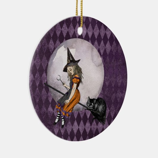 Halloween Alice im Wunderland Cheshire Cat Moon Keramik Ornament (Rechts)