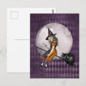 Halloween Alice im Wunderland Cheshire Cat Moon Postkarte (Vorne/Hinten)