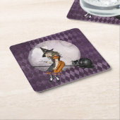 Halloween Alice im Wunderland Cheshire Cat Moon Rechteckiger Pappuntersetzer (angewinkelt)
