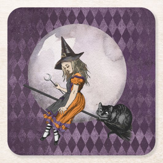 Halloween Alice im Wunderland Cheshire Cat Moon Rechteckiger Pappuntersetzer (Vorderseite)