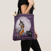 Halloween Alice im Wunderland Cheshire Cat Moon Tasche (Von Nahem)