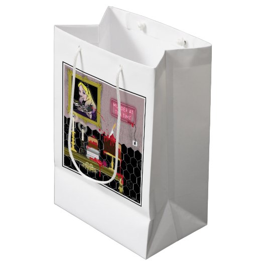 Halloween Alice in der Wunderland-Teatime-Geschenk Mittlere Geschenktüte (Vorderseite Schrägansicht)