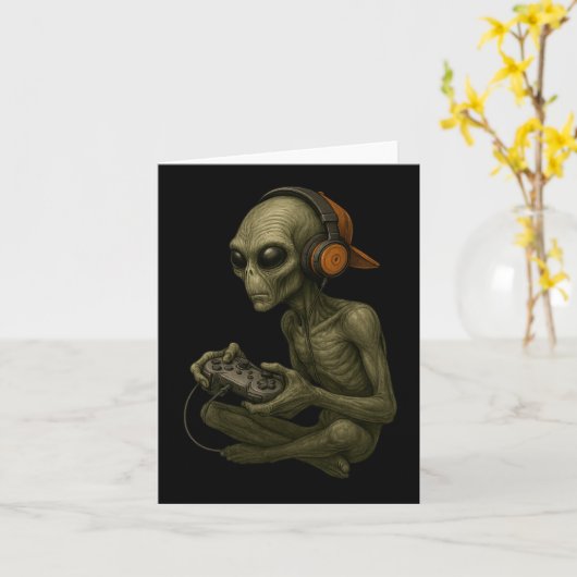 Halloween Alien Gamer Gaming Boys Men Kids T Karte (Gelbe Blume)