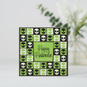 Halloween-Alien-Mosaik Einladung (Stehend Vorderseite)