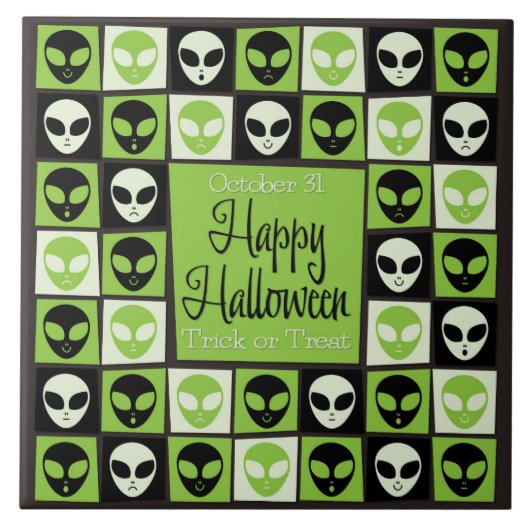 Halloween-Alien-Mosaik Fliese (Vorderseite)