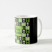 Halloween-Alien-Mosaik Kaffeetasse (VorderseiteRechts)