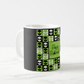 Halloween-Alien-Mosaik Kaffeetasse (Vorderseite Links)