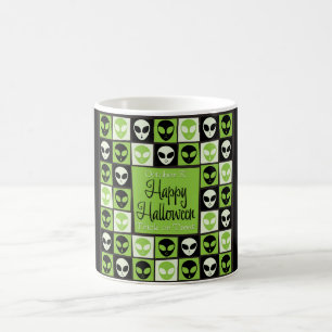 Halloween-Alien-Mosaik Kaffeetasse