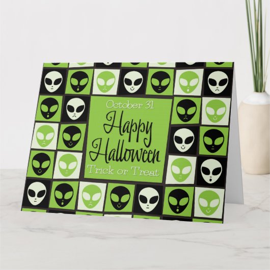 Halloween-Alien-Mosaik Karte (Vorderseite)