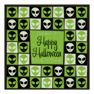 Halloween-Alien-Mosaik Poster
