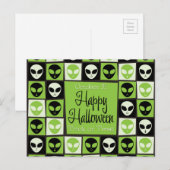 Halloween-Alien-Mosaik Postkarte (Vorne/Hinten)