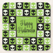 Halloween-Alien-Mosaik Rechteckiger Pappuntersetzer (Vorderseite)