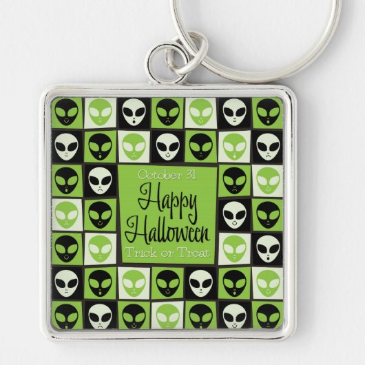 Halloween-Alien-Mosaik Schlüsselanhänger (Vorne)