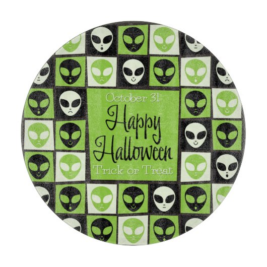 Halloween-Alien-Mosaik Schneidebrett (Vorderseite)