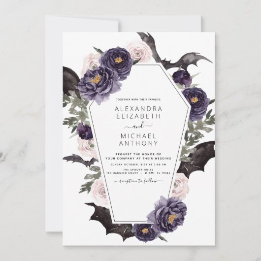 Halloween All in One QR Code Gothic Wedding Einladung (Vorderseite)