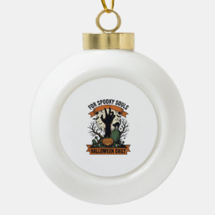 Halloween Alltags-Shirt Vintage Gruselige Handkuns Keramik Kugel-Ornament