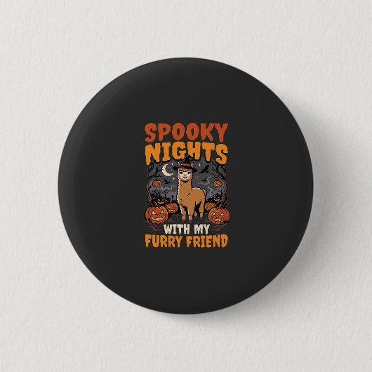 Halloween-Alpaka-Nacht Button (Vorderseite)