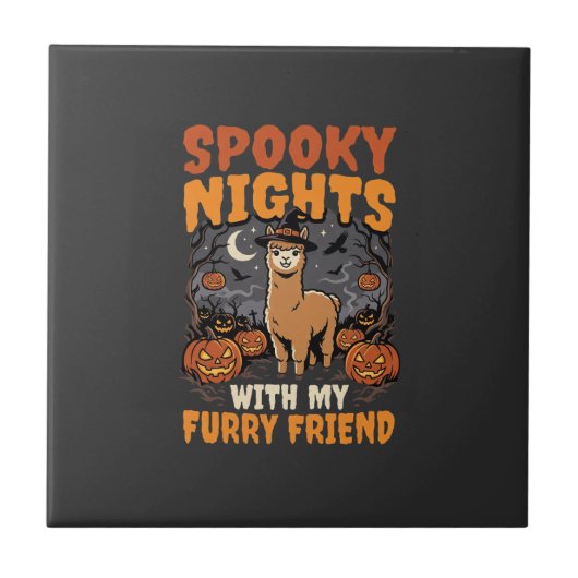 Halloween-Alpaka-Nacht Fliese (Vorderseite)
