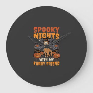 Halloween-Alpaka-Nacht Große Wanduhr