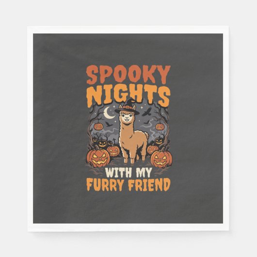 Halloween-Alpaka-Nacht Serviette (Vorderseite)