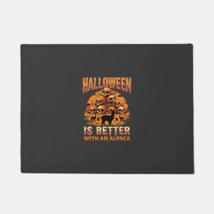 Halloween-Alpaka-Schädelhaufen Retro-Horror-Design Fußmatte