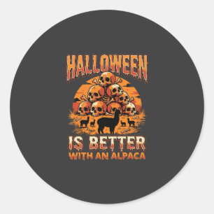 Halloween-Alpaka-Schädelhaufen Retro-Horror-Design Runder Aufkleber