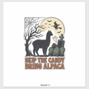 Halloween-Alpaka-Shirt Süß Gruselig Vintage Tier Aufkleber