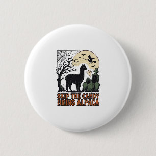 Halloween-Alpaka-Shirt Süß Gruselig Vintage Tier Button